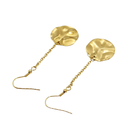 earrings long steel chain with round